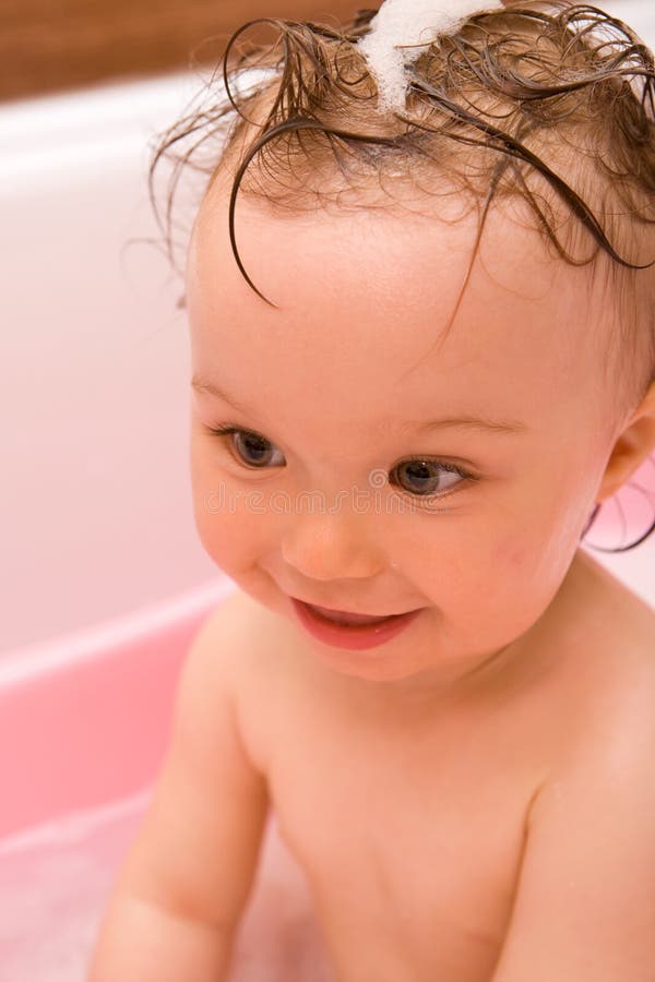 Baby Girl Bathing in the Bath Stock Photo Image of beautiful, portrait 18316998