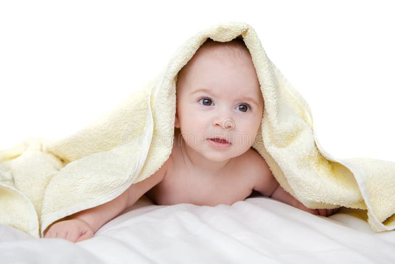 The baby after bathing stock image. Image of home, kids 38486845