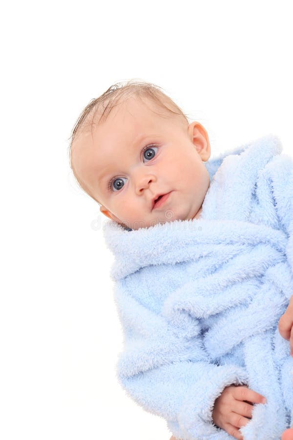 Baby in bathrobe stock photo. Image of healthy, hygiene 3320122