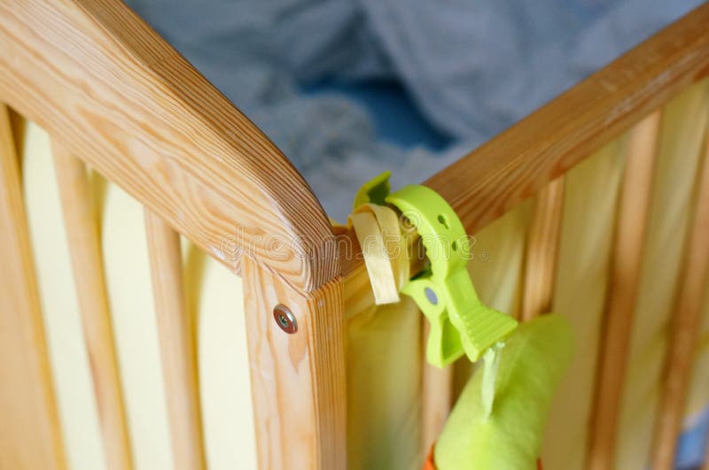 Baby bed stock image. Image of corner, wood, edge, close 49339403