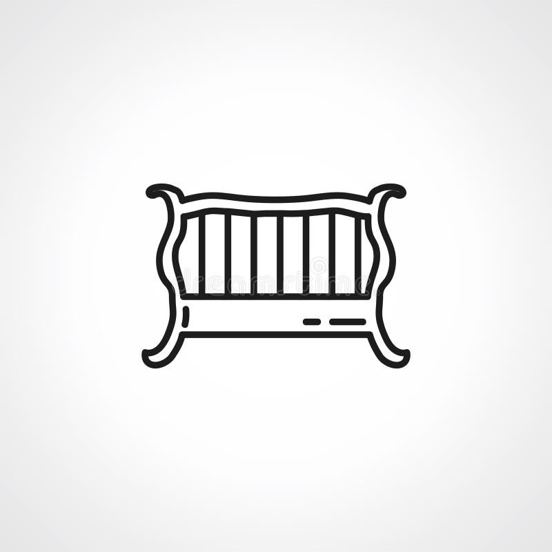 Baby Cradle Isolated Illustration. Baby Cradle Flat Icon White