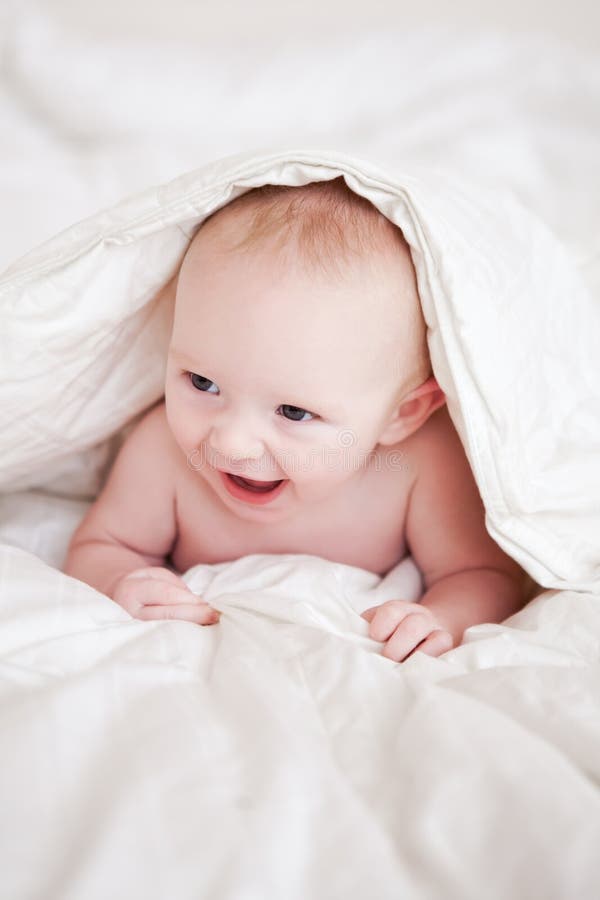 Baby In A Blanket Stock Image Image Of Blanket Excited 57916621