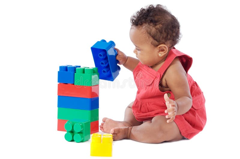 Baby with blocks royalty free stock images