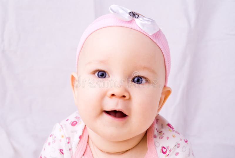 Baby with Blue Eyes Smiling Stock Photo Image of love, curiosity 34257692