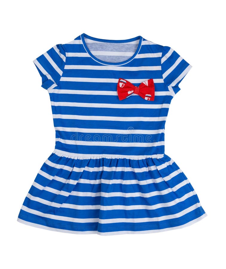 Baby Blue Striped Dress. Isolate Stock Photo - Image of little
