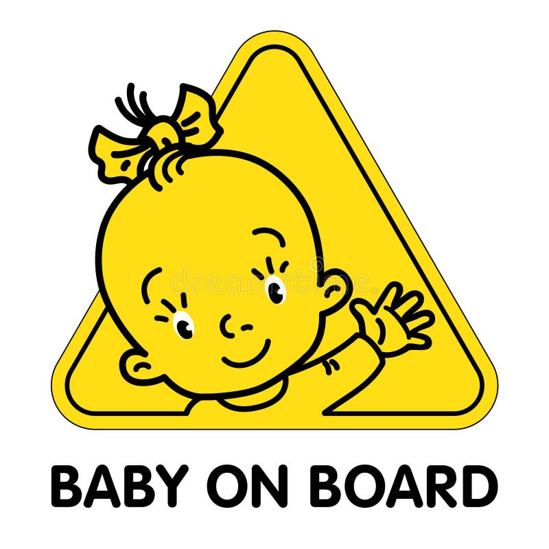 Baby on Board Sticker. Funny Small Face of Girl Stock Vector - Illustration  of children, care: 211597682
