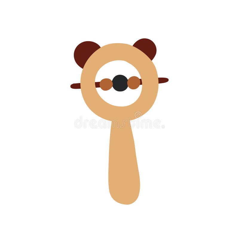 Baby Boho wooden rattles with ears stock illustration
