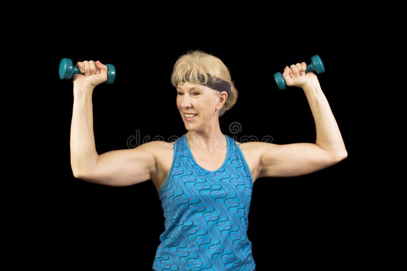 Babyboomer Female Exercising Stock Image Image of earrings, teeth