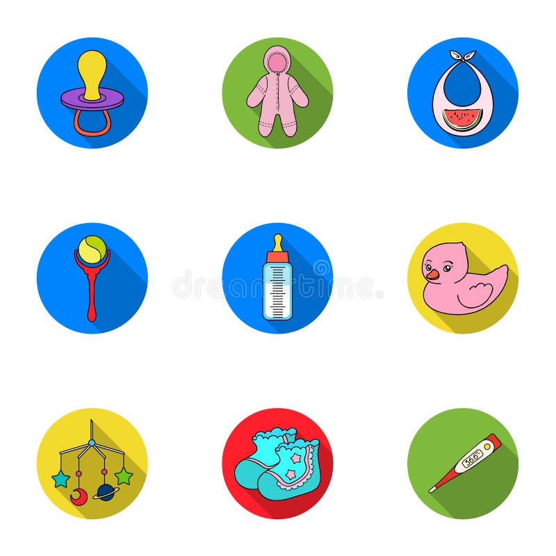 Baby Born Set Icons in Flat Style. Big Collection of Baby Born Symbol ...