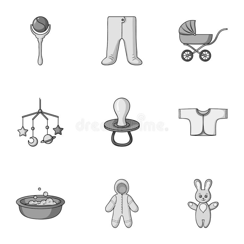 Baby Born Set Icons in Monochrome Style. Big Collection of Baby Born ...