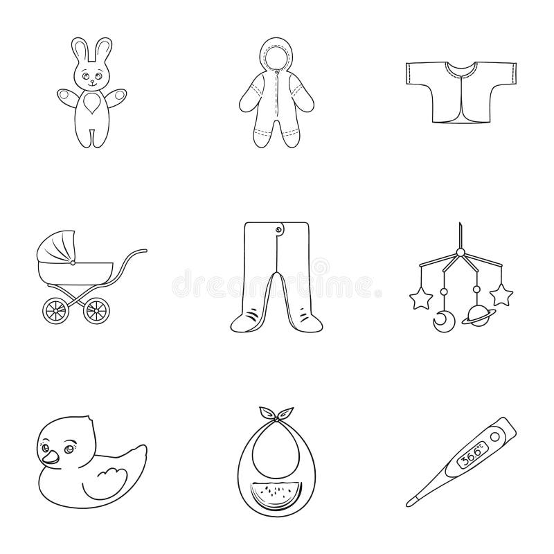 Baby Born Set Icons in Outline Style. Big Collection of Baby Born ...