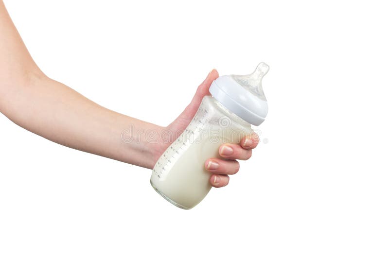 Baby Bottle with Milk on Baby Bib. Stock Image Image of dairy, care