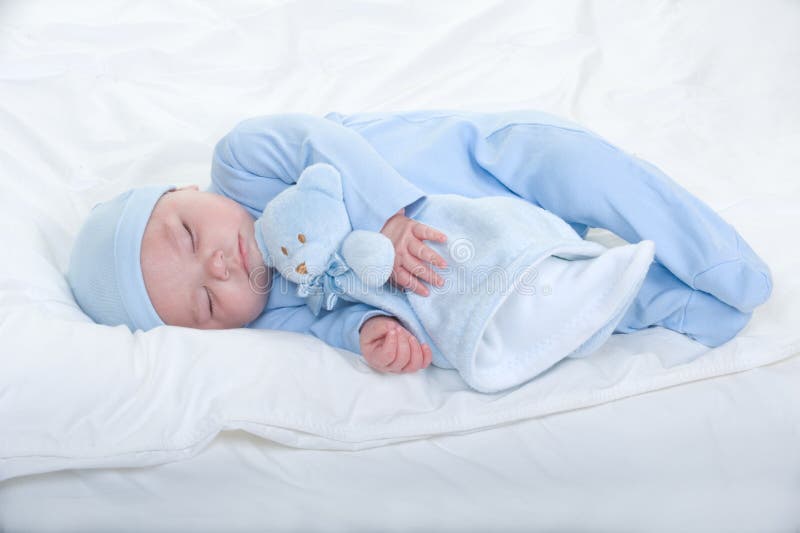 Baby boy stock image. Image of caucasian, blue, pajamas 11955909