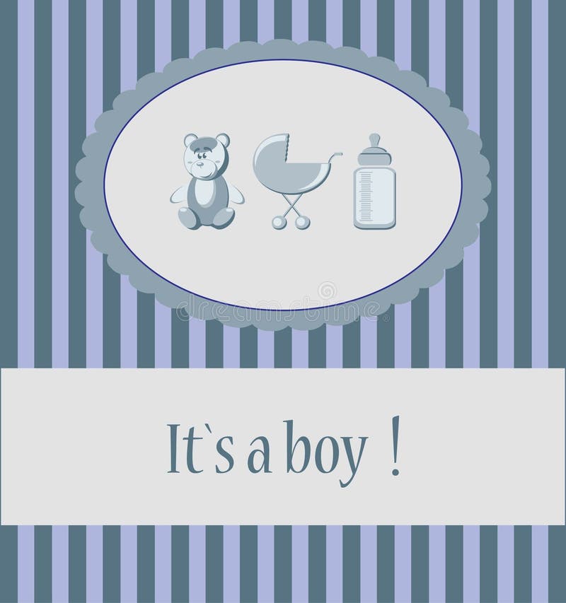 Baby boy arrival announcement card.