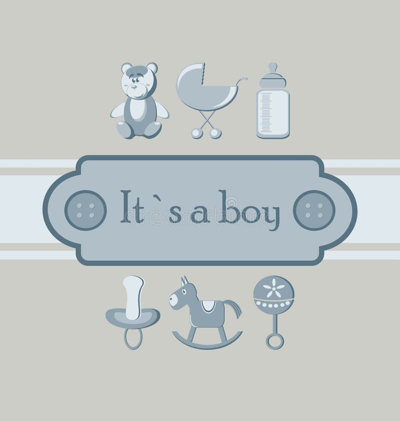 Baby boy arrival announcement card.