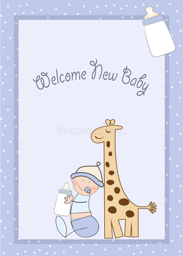 Baby Boy Arrival Announcement Card Stock Vector Illustration of