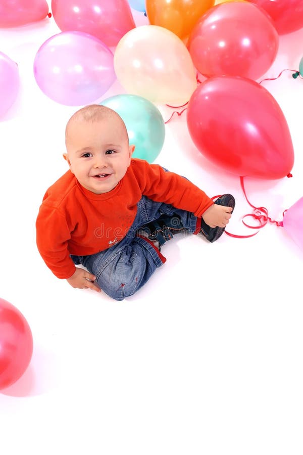 Baby boy with balloons stock image. Image of beautiful - 18277039