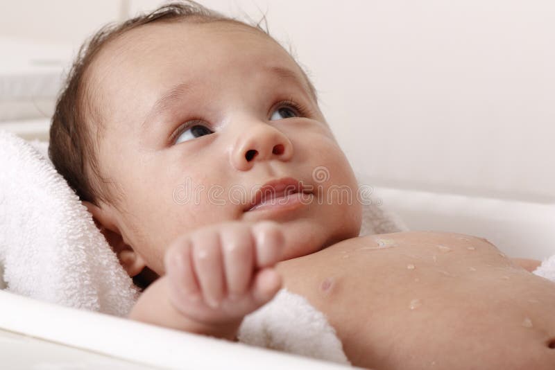 Baby boy bathing stock image. Image of scream, childhood 14827309