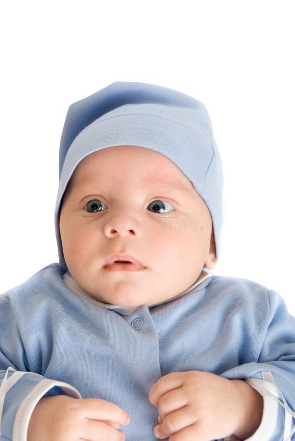 Baby boy at blue stock image. Image of isolated, body 11420369