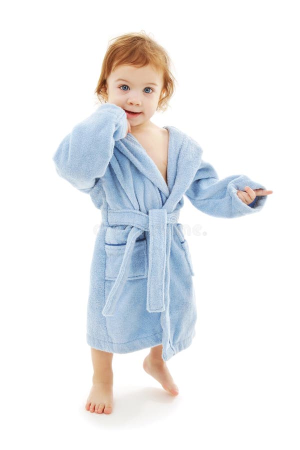 Baby boy in blue robe stock photo. Image of hygiene, cheerful 8314814