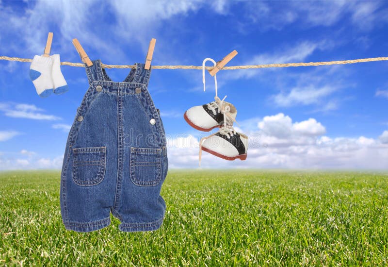 Baby Boy Child Clothes Hanging Outdoors