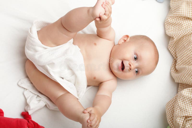 Baby boy in diaper stock image. Image of living, lovely 35190973