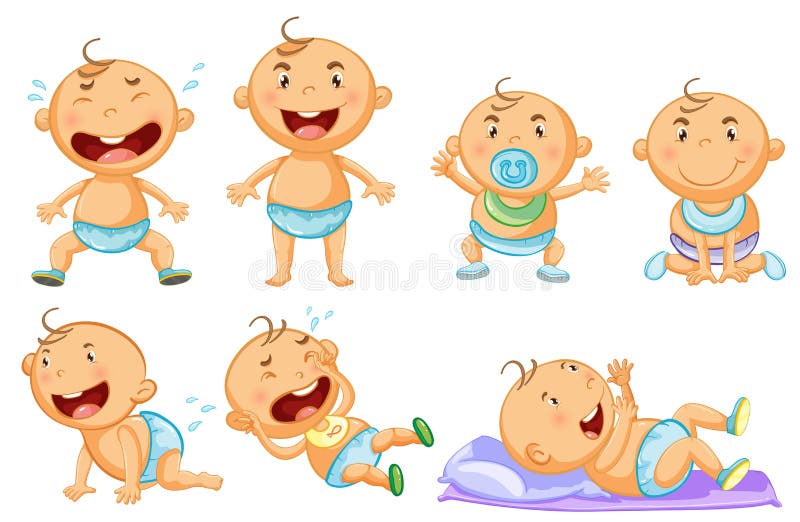 Baby Boy in Different Actions Stock Vector - Illustration of cute ...