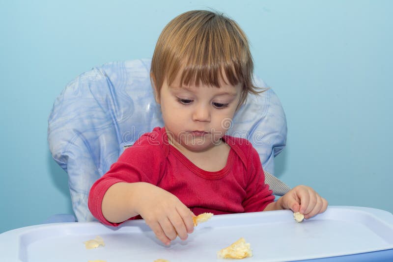 Baby Boy Eating Cheese Pie - Gibanica Stock Image - Image ...