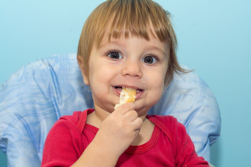 Baby Boy Eating Cheese Pie Gibanica Stock Photo Image of boys