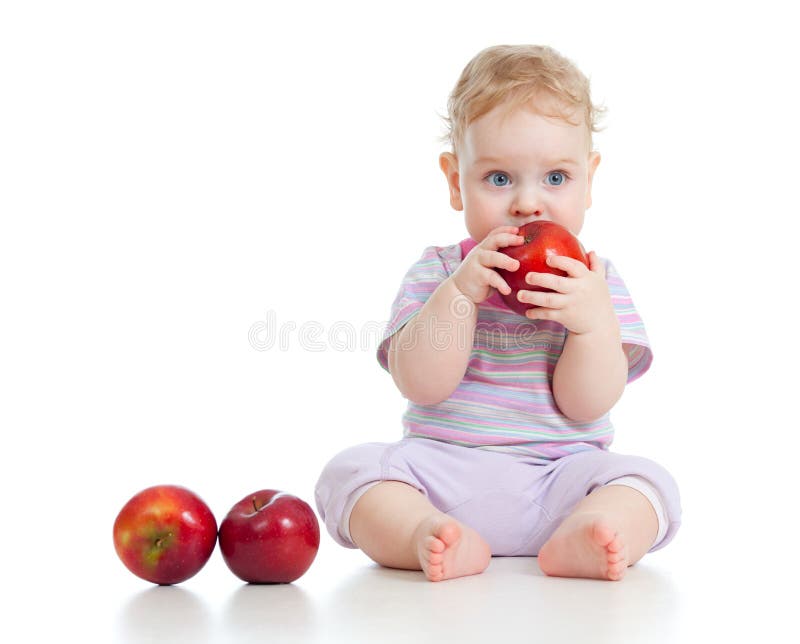 Baby boy eating healthy food royalty free stock photography Baby boy eating healthy food royalty free stock photography