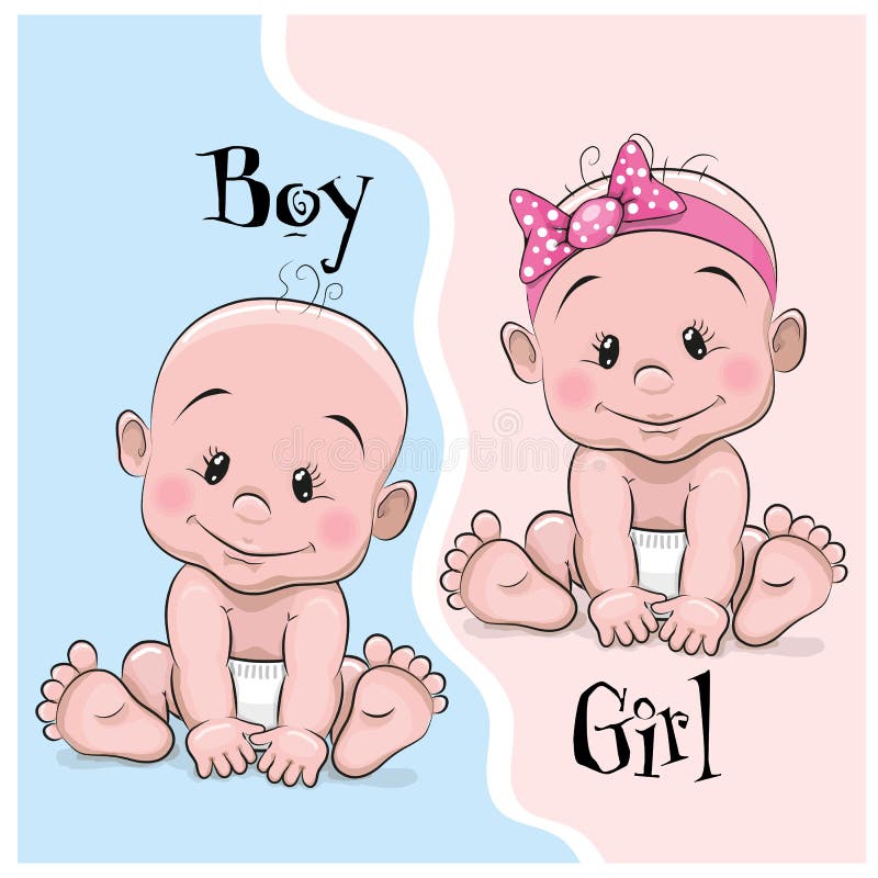 Baby boy and girl stock vector. Illustration of cheerful  66837694