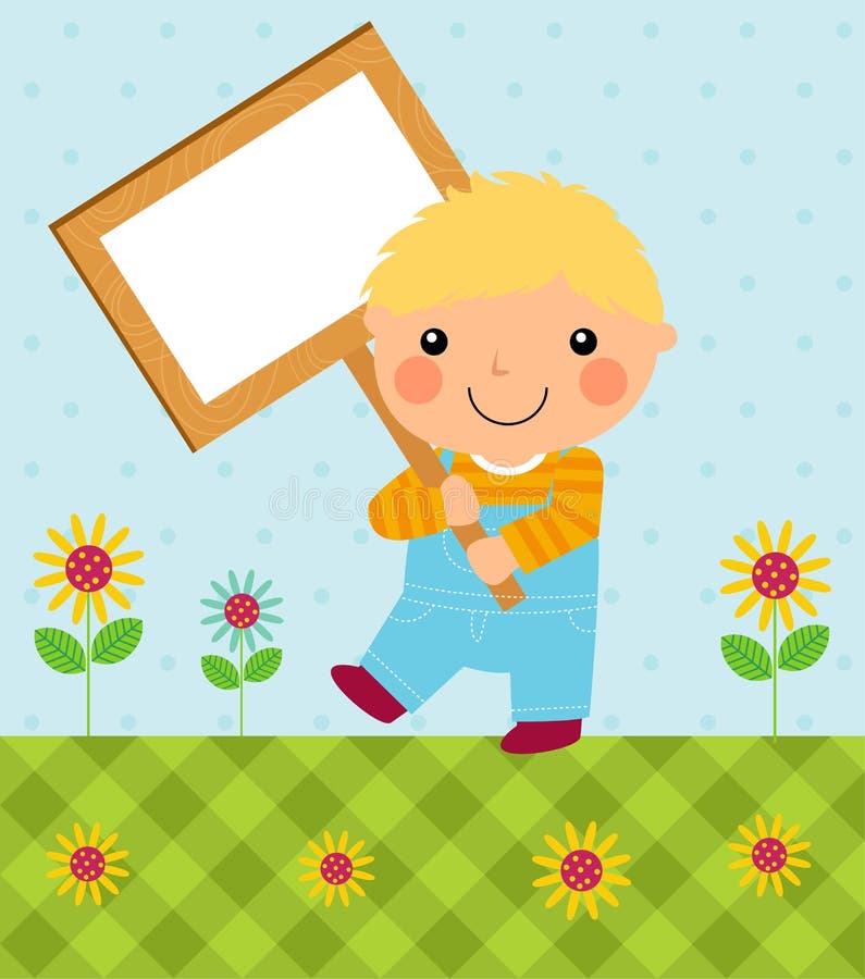 Download A Baby Boy Holding A Banner Stock Vector - Illustration of face, illustration: 34898718
