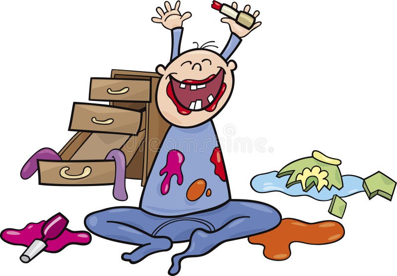 Baby boy and mess vector illustration Baby boy and mess vector illustration
