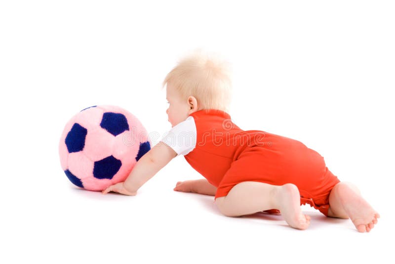 Baby boy playing soccer stock photo. Image of player, blond 4570176