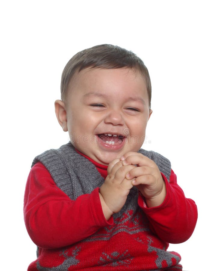 Baby Boy with Red Sweater stock image. Image of happy 2504295