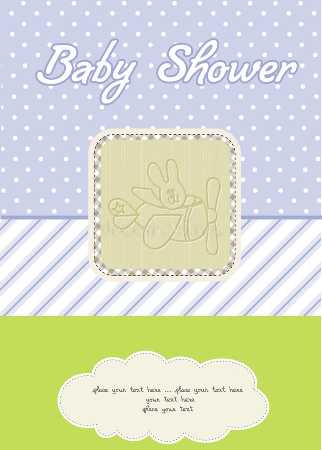 Baby Shower Card or Invitation. Sweet Boy Blue Stock Vector