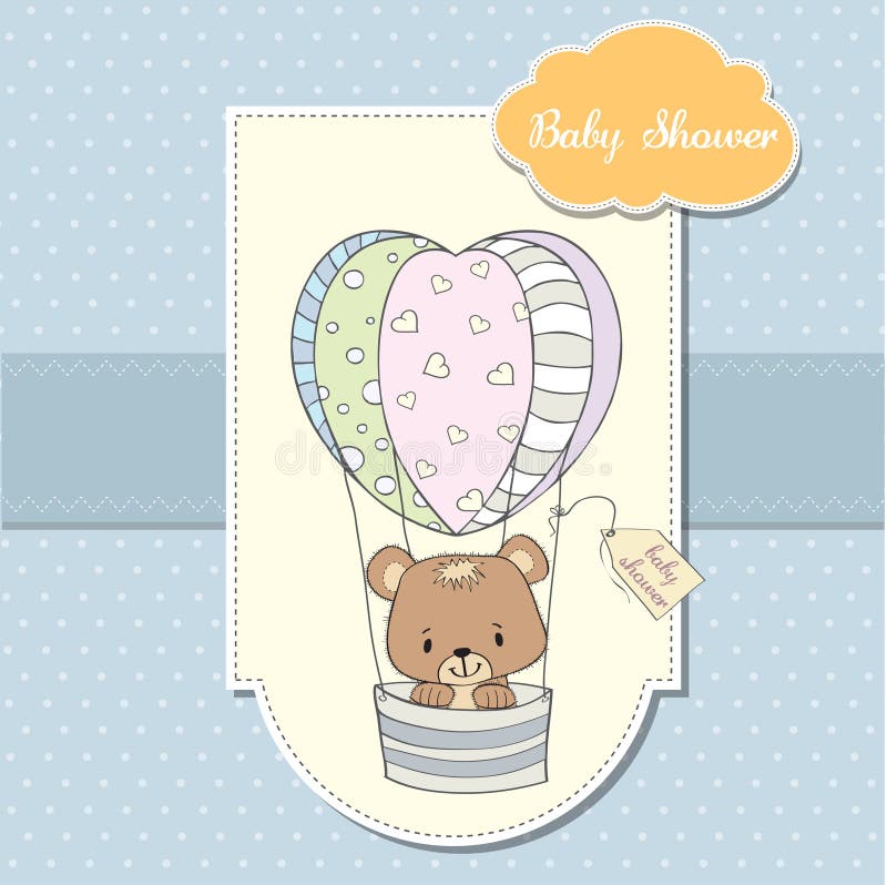 Baby Boy Shower Card with Teddy Bear Stock Vector Illustration of