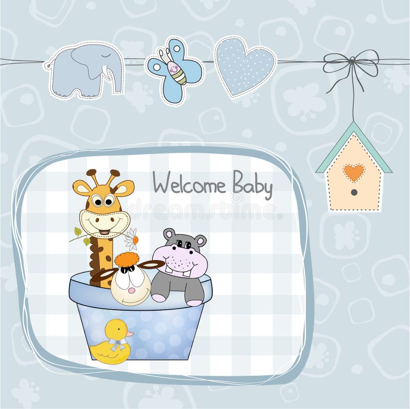 Baby boy shower card with toys