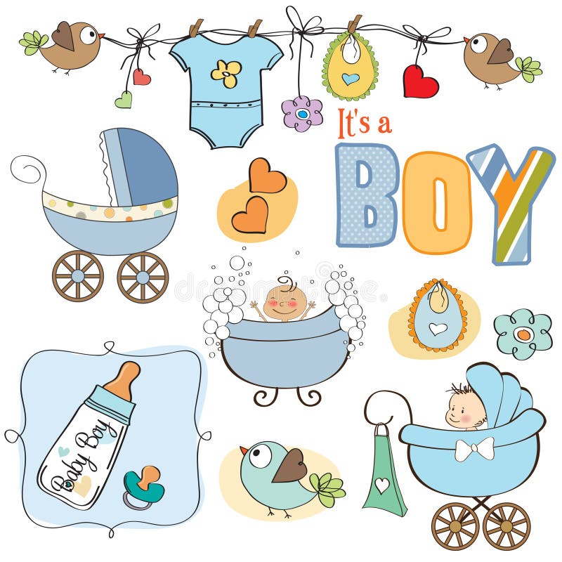 Baby boy shower elements set