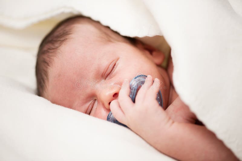 Baby Boy Sleep With Soother In Mouth Stock Image Image of beauty