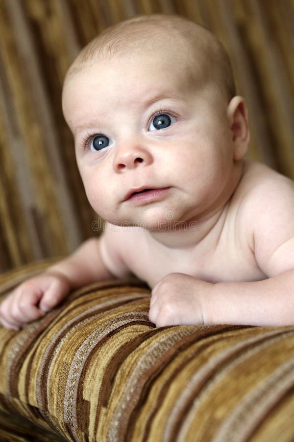 Baby boy on the sofa stock photo. Image of childhood 60217854