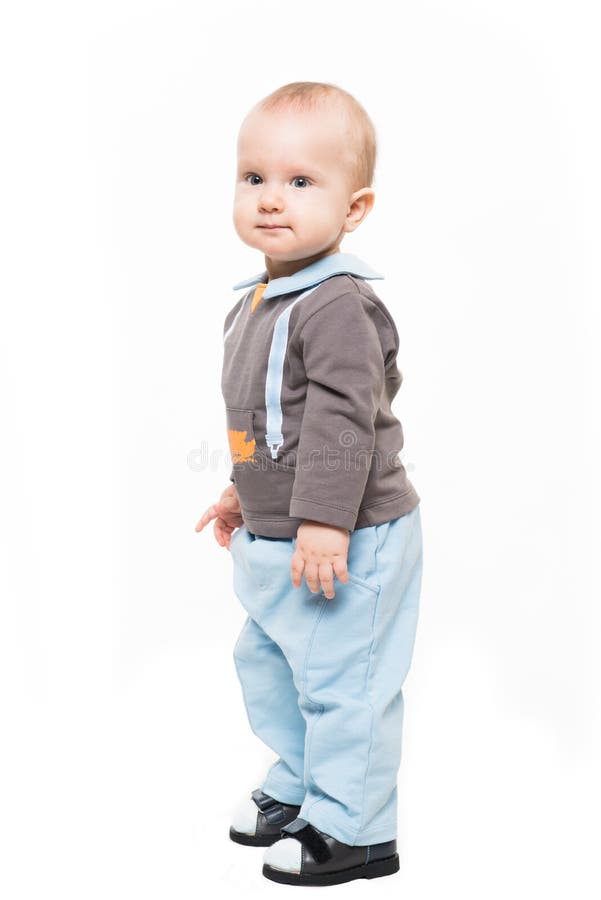 Baby Boy Standing Isolated On White Backgroung Stock Images Image
