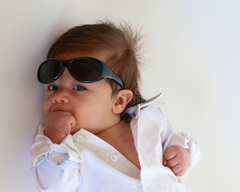Baby Boy with Sunglasses stock photo. Image of collar 55630194