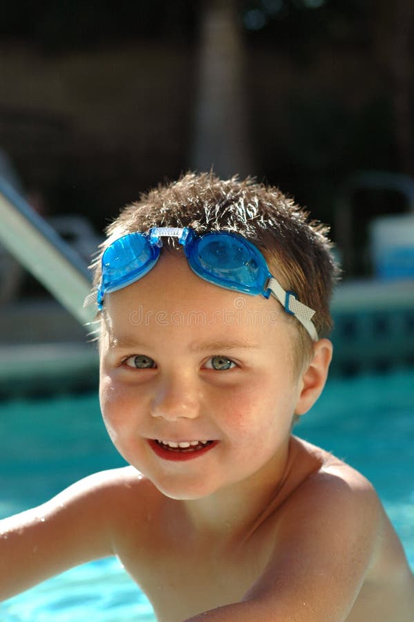 Baby boy in the swimming pool