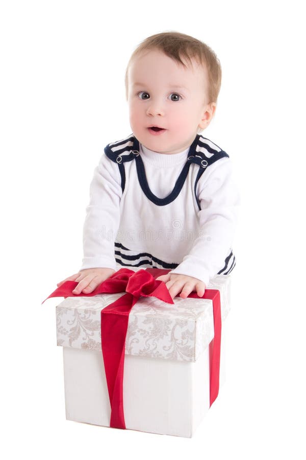Small Gift Box In Woman Hand Isolated On White Background Stock Image