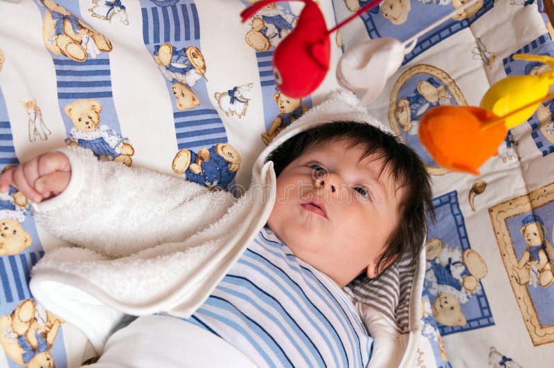 Baby watching television stock image. Image of attentive 17433137