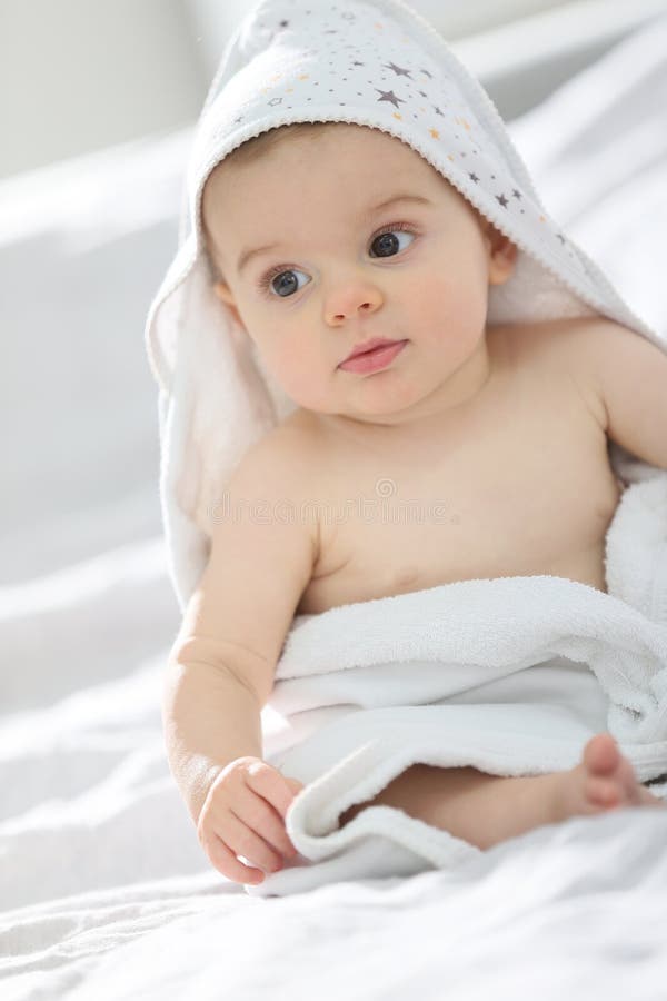 Baby Boy Wrapped in a Towel Stock Image Image of people, clean 49406269
