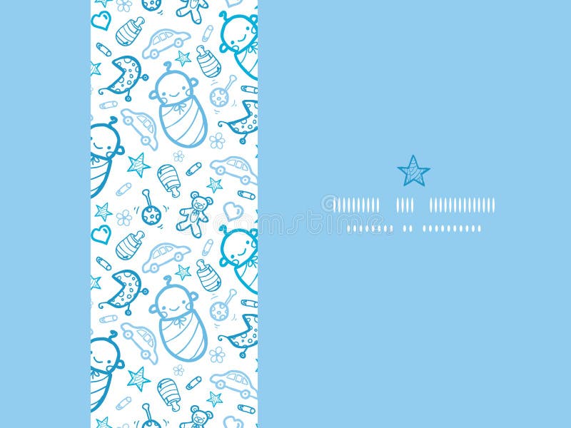 Baby boys horizontal frame seamless pattern background vector illustration