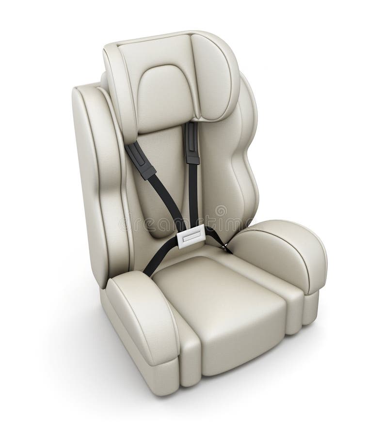 Baby Car Seat on White Background. 3d Rendering Stock Illustration