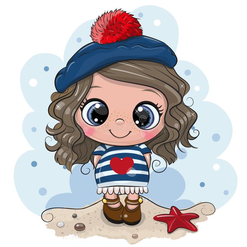 Baby cartoon Girl in sailor costume